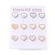 6 Pairs Natural White Shell Heart Stud Earrings EJEW-G291-02M-1
