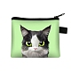 Lindo gato carteras con cremallera de poliéster ANIM-PW0002-28S-1
