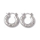 304 Stainless Steel Donut with Star Hoop Earrings for Women EJEW-E199-03P-1