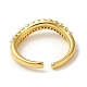 Rack Plating Brass Micro Pave Clear Cubic Zirconia Open Cuff Rings for Women RJEW-M162-34G-3