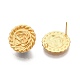 Flat Round with Flower Pattern Brass Stud Earring Findings KK-G436-02MG-2