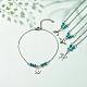 304 Stainless Steel Mixed Shape Charm Anklet with Round Natural White Jade Beads for Women AJEW-AN00498-2