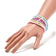 6Pcs 6 Color Flat Round with Heart Acrylic Beaded Stretch Bracelets Set for Women BJEW-JB08062-3