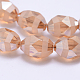 Frosted Electroplated Glass Rice Bead Strands EGLA-L002C-05-1