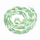 電気メッキガラスビーズセット  ABカラーメッキ  模造翡翠ガラス  多面カット双円錐形  薄緑  12x4mm  穴：0.8mm  約59~60個/連  27.56インチ（70cm） EGLA-S194-03A-B04-2