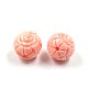Craved Flower Round Dyed Synthetical Coral Beads CORA-P001-36-14mm-2