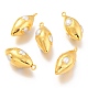 天然真珠のペンダント  ゴールデン真鍮パーツ  ライス  ホワイト  36~37.5x15.5~17x15.5~17mm  穴：2.2mm KK-G398-02G-1