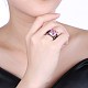 トレンドの真鍮製キュービックジルコニア指輪  正方形  ピンク  ガンメタ色  usサイズ8（18.1mm） RJEW-BB27170-A-8-3