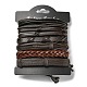 6 pulsera de cordón de cuero sintético trenzado ajustable de 6 estilos con cordón encerado para hombres BJEW-F458-15-6