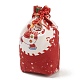 クリスマステーマの長方形の布バッグ、ジュートコード付き  巾着ポーチ  ギフト包装用  雪だるま  19x16x0.6cm ABAG-P008-01B-3