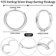 Beebeecraft 1 Box 8Pcs Earring Clips Sterling Silver Circle Clip-on Earrings Non-Pierced Earring Findings for DIY Earring Making Jewellery STER-BBC0005-36S-2