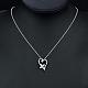Silver Plated Brass Cubic Zirconia Heart with Flower Pendant Necklaces NJEW-BB06031-B-5