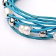 Trendy Cowhide Leather Cord Multi-strand Bracelets BJEW-JB01578-01-2