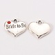 Wedding Theme Antique Silver Tone Tibetan Style Heart with Bride to Be Rhinestone Charms X-TIBEP-N005-10D-1