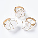 調整可能な天然水晶クリスタルフィンガー指輪  ライトゴールド真鍮のパーツと  ナゲット  usサイズ8 1/4(18.3mm) RJEW-T019-02J-KC-1