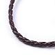 トレンディな編みこみの模造革のネックレス作り  アイアンエンドチェーンとカニカン付き  白金金属色  ココナッツブラウン  16.9インチ  3mm X-NJEW-S105-002-3