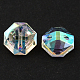 2-Hoyo botones de octágono de acrílico Diamante de imitación de Taiwán BUTT-F016-18mm-15-2