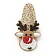 Tissu Gretel scintillant avec des cerfs de Noël et des pinces à cheveux en cuir PU PHAR-G006-05P-2