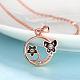 Real Rose Gold Plated Tin Alloy Enamel Pendant Necklaces NJEW-BB03638-RG-3