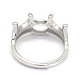 Adjustable 925 Sterling Silver Finger Ring Components STER-E061-20P-4