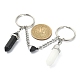 Porte-clés en obsidienne noire naturelle et balle de jade blanc KEYC-TA00016-2
