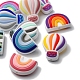 10 個 10 スタイルのシリコーンビーズ  歯磨き用  虹と熱気球の形  ミックスカラー  18~28x22~25x9~9.5mm  穴：2mm  1個/スタイル SIL-YW0001-05-3