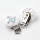 Dyed Bear with Heart Pattern Half Round Printed Wooden Baby Pacifier Holder Clips WOOD-K004-M34-2