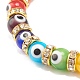 Bracelet extensible perlé au chalumeau coloré mauvais œil avec strass en cristal pour femme BJEW-JB07872-01-4