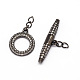 Brass Micro Pave Cubic Zirconia Ring Toggle Clasps ZIRC-E010-24-2