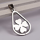 Flat Round with Clover 201 Stainless Steel Pendants STAS-D130-15-1