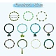 Set di braccialetti elastici con fascino in nappa di fiori di stoffa e trifoglio smaltato in lega stile 11 pz BJEW-SW00101-7
