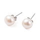 Orecchini a bottone con perle rotonde di perle naturali EJEW-E298-01D-01P-1