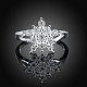 Silver Color Plated Brass Cubic Zirconia Snowflake Finger Rings For Party RJEW-BB16228-8-4