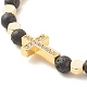 Bracelet extensible perles de zircone cubique croix BJEW-JB07198-6