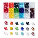 Electroplate Glass Beads, Pearl Luster Plated, Faceted, Rondelle, Mixed Color, 6x5mm, Hole: 1mm, 18colors, 50pcs/color, 900pcs/box