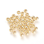 Brass Beads, Nickel Free, Round, Real 18K Gold Plated, 4mm, Hole: 1.2mm