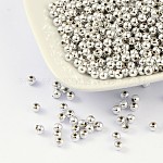 Perles acryliques plaquées, ronde, Plaqué Argent, 4mm, Trou: 1mm, environ 14000 pcs/500 g