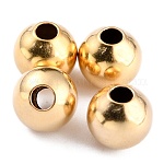Perles séparateurs en laiton, Plaqué longue durée, ronde, véritable 24k plaqué or, 6x5.5mm, Trou: 1.6mm