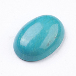 Natural Howlite Cabochons, Oval, Dyed, Turquoise, 18x13.5x5.5mm