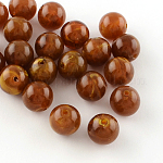 Perles rondes en acrylique d'imitation pierre précieuse, selle marron, 8mm, Trou: 2mm, environ 1700 pcs/500 g