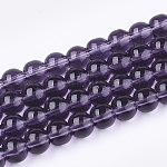 Glasperlen Stränge, Runde, lila, 6 mm, Bohrung: 1 mm, ca. 50 Stk. / Strang, 13 Zoll