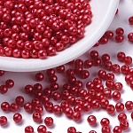 Imitation Pearl Acrylic Beads, Dyed, Round, Red, 4x3.5mm, Hole: 1mm, about 18100pcs/pound