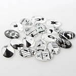 Black and White Theme Ornaments Decorations Glass Oval Flatback Cabochons, Mixed Color, 25x18x6mm