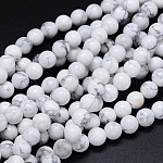 Brins de perles rondes de howlite naturelle, 8mm, Trou: 1mm, Environ 49 pcs/chapelet, 15.3 pouce