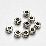 Perles d'espacement rondelles en alliage de style tibétain, sans plomb et sans cadmium et sans nickel, argent antique, 4x2mm, Trou: 2mm