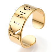 Ion Plating(IP) 304 Stainless Steel Word King Open Cuff Ring for Women RJEW-T027-09G