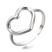 304 Stainless Steel Hollow Heart Cuff Rings RJEW-N038-122P