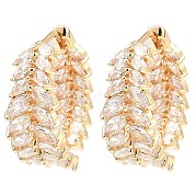 Серьги-кольца из латуни с микропаве из кубического циркония EJEW-D078-03KCG