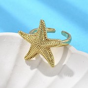 Кольца-манжеты из латуни в виде морской звезды для женщин RJEW-C123-02G