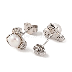 925 orecchini a bottone a fiore in argento sterling&nbsp;EJEW-C115-05P